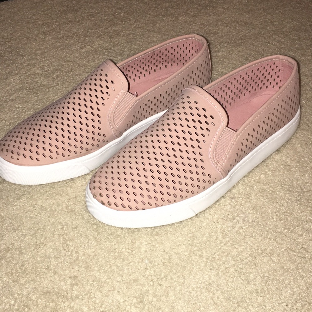 Brown perforated slip on shoes
